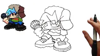 How To Draw Boyfriend Holiday Friday Night Funkin' Step by Step