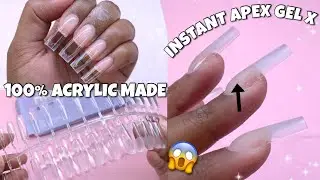 Trying New SQUARE Instant Apex Tipex Nails 🙌🏽✨ | Acrylic Sculpted Gel X Nails | Five Angeles Review