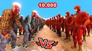 10.000 FLASH VS 10.000 ZOMBIE 😱 - Super Heroes