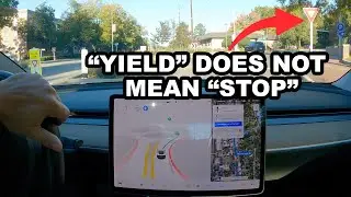 Tesla Full Self Driving stops instead of yields for roundabouts!