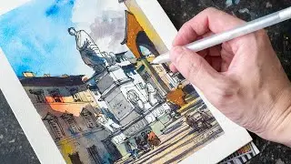 Statue on steps in Florence (timelapse sketch)