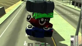 Edy's Vehicle Physics live demo Bus vs 3 vehicles EPIC CRASH :D