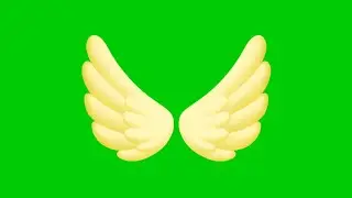 Animated 3D Beautiful Yellow Angel Butterfly wings with green screen background | 4K