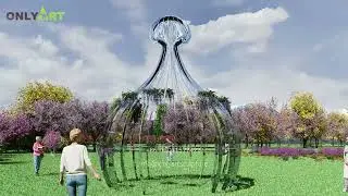 OnlyArt sculpture new design large size jellyfish mirror finish statue for outdoor decoration