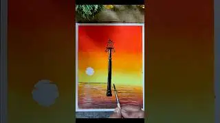 Scenery Drawing with Oil Pastels #shorts #youtubeshorts #art