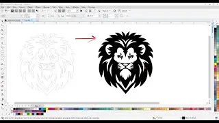 Lion drawing Convet to Vector in Coreldraw