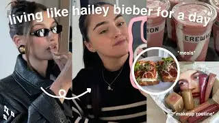 living like hailey bieber for a day 🎀 rhode products, makeup & skincare routine