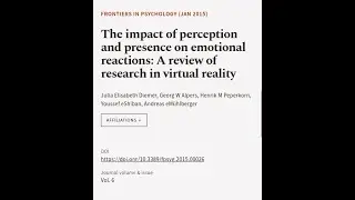 The impact of perception and presence on emotional reactions: A review of research in... | RTCL.TV