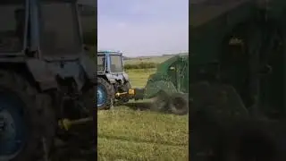 Прессование сена на Мтз-80 с пресс подборщиком ПРФ-145М