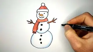 Как нарисовать Снеговика | How to draw a snowman