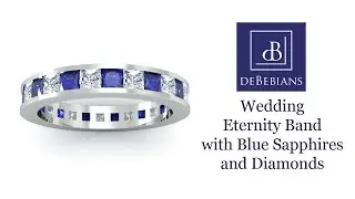 Wedding Eternity Band with Blue Sapphires and Diamonds