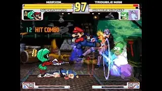 SK MUGEN - Marvin & Super Mario vs Trouble Man & Homer Kut Out