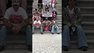 Veterans for Peace protesting at Capitol Hill today against Trump’s $100 million parade.