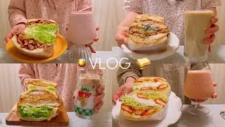 ENG) Living alone Vlog 🥪 2nd collection of giant sandwich recipes and honey combination drinks,