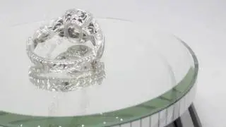 Custom Hand Engraved Halo Engagement Ring with Pave Set Diamonds