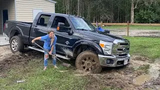 I Got My F250 STUCK! Then Hit it with My Tractor (emotional) 😂