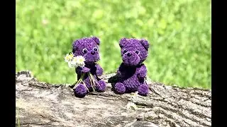 МАСТЕР КЛАСС..МИШУТКА БАКЛАЖАНЧИК КРЮЧКОМ..СОБИРАЕМ ИГРУШКУ..