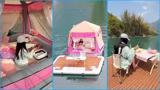 Immersive Water Camping🎀| A Day For Girls Floating On The Water | Restocking✨