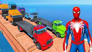 TRUCK Cars Racing Challenge with Spiderman & Superheroes 