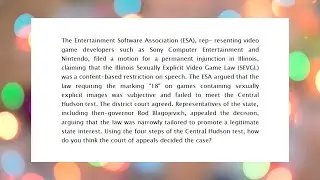 The Entertainment Software Association, representing video game developers such as Sony Computer