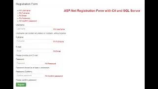 Asp.Net Registration Form, C# and SQL Server (Part 1)