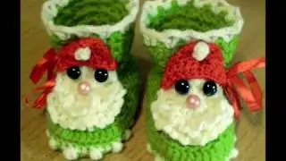 Красивые вязаные пинетки. Beautiful crochet  booties for babies