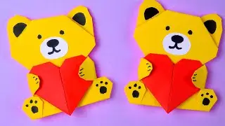How to make paper Bear with Heart. Teddy Bear and Heart origami