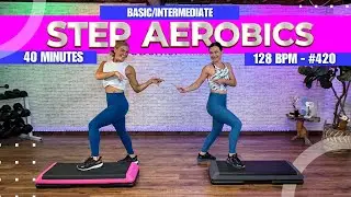 40 Min - Basic to Intermediate STEP Aerobics Cardio Workout - 