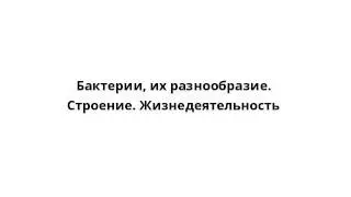 Бактерии, их разнообразие. Строение. Жизнедеятельность