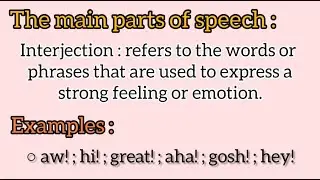 English Grammar | The main parts of speech 