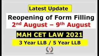 Reopening of Maharashtra CET 2021 Application form - 2nd August to 9th August