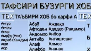 Таъбири хоб бо харфи А -Ашк,Афтодан,Абр,Ангур,Анчир,Анор,Амруд,Анбор,Ангиштсанг,Акраб,Алаф,Адад-ТБХ