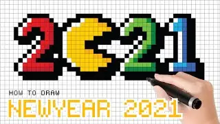 Cara menggambar Tahun Baru 2021 pacman | Pixel Art
