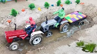 Diy mini tractor bricks loading helping spider man tractor | diy tractor stuck in mud@sanocreator