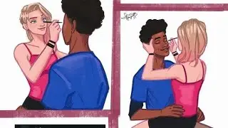 Love bounding  between miles morales and spider gwen