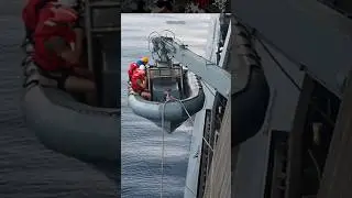 Method of Launching Small Boats from Navy Ships