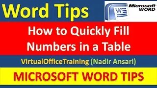 Word Tips (How to Quickly Fill  Numbers in a Table)