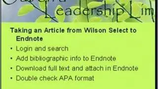 (4) Taking an Article from Wilson Select to Endnote