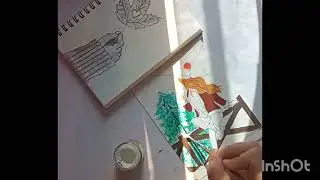 A girl drinking coffee and enjoying her coffee painting||Hidden face drawing||gouache painting #girl