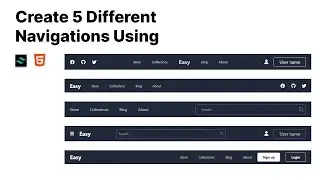 Create 5 Different web navigation bar Using Html and Tailwind css || IN 5 MINUTES
