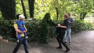 Funny bushman prank in the park