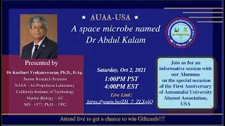 Live Event | A Space Microbe named Dr. Abdul Kalam - Presented by Dr. Kasthuri Venkateswaran