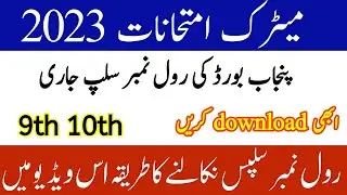 9th and 10th Class Roll no slips 2023- How To Download Your Roll No Slip- Matric Roll no slip 2023