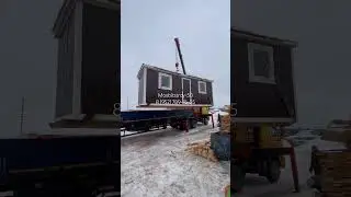 Погрузка 6 метровой бытовки на шаланду #бытовкимосква