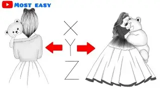 How to draw 2 easy girls drawing with Teddy bear | girl drawing | teddy bear drawing