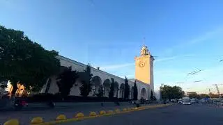 The architectural symphony of the Simferopol station. Crimea. Russia