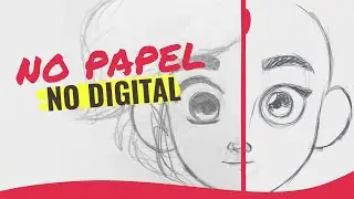 Seguindo tutorial de desenho digital no papel - Rosto feminino