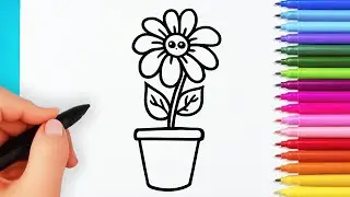 How to draw cute flower easy | Drawing and coloring flower