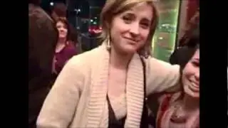 Allison Mack greeting a friend