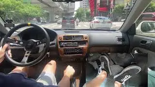 POV Manual Car City Driving with Pedal Cam ASMR | HONDA Civic